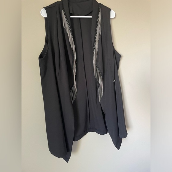 SHEIN curve love Black dress Vest with silver Fringe Accents and buttons 2XL - Picture 4 of 11